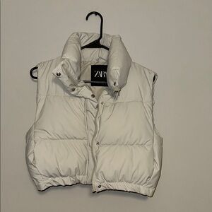 Zara White Puffer Vest